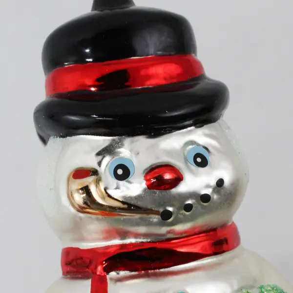 Vintage Glass Snowman Christmas Ornament Smoking Pipe
