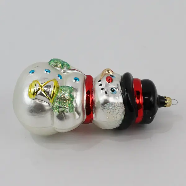Vintage Glass Snowman Christmas Ornament Smoking Pipe