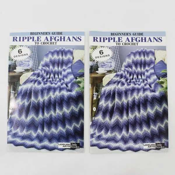 Lot of 2 Vintage Leisure Arts Ripple Afghans Crochet Books #75001