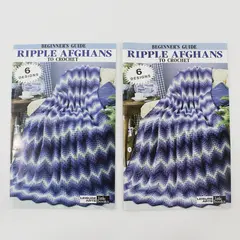 Lot of 2 Vintage Leisure Arts Ripple Afghans Crochet Books #75001