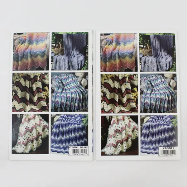 Lot of 2 Vintage Leisure Arts Ripple Afghans Crochet Books #75001