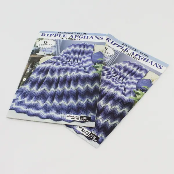 Lot of 2 Vintage Leisure Arts Ripple Afghans Crochet Books #75001