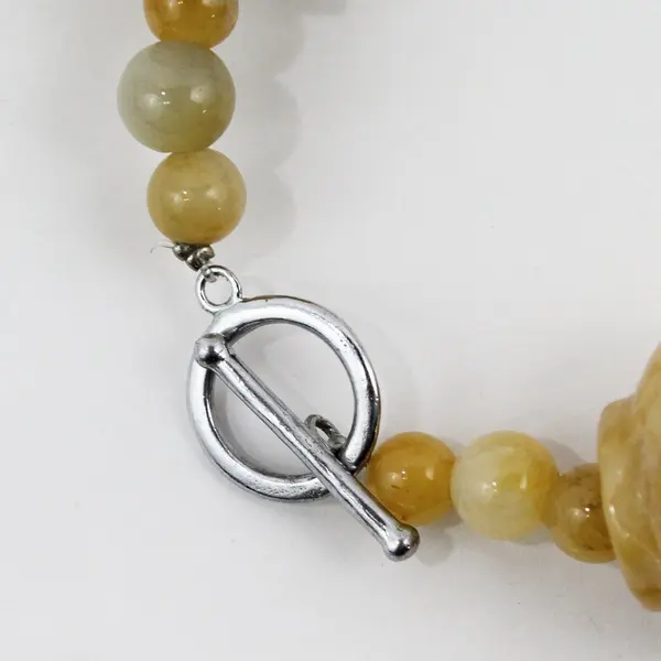 Vintage Hand-Carved Yellow Jade Lantern Beaded Necklace 21"