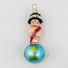  VTG 2001 Christopher Radko Millennium Munchkin Glass Baby New Year on Globe 4"
