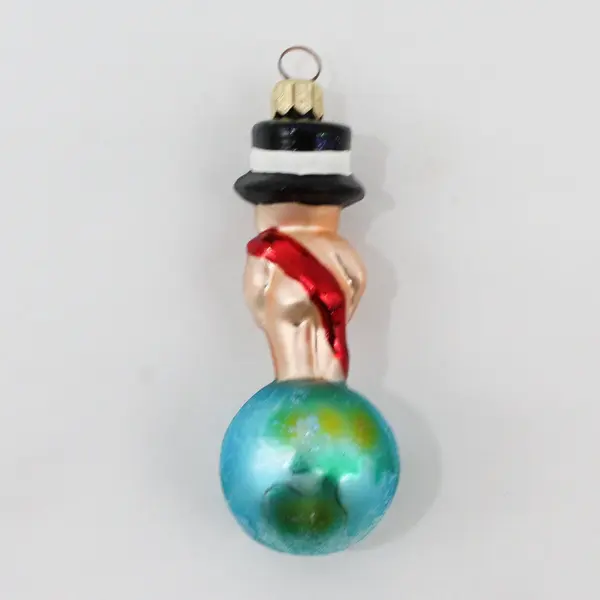  VTG 2001 Christopher Radko Millennium Munchkin Glass Baby New Year on Globe 4"