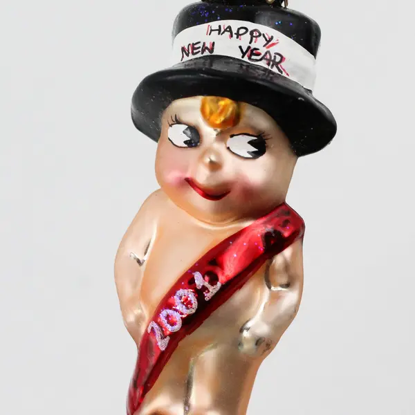  VTG 2001 Christopher Radko Millennium Munchkin Glass Baby New Year on Globe 4"