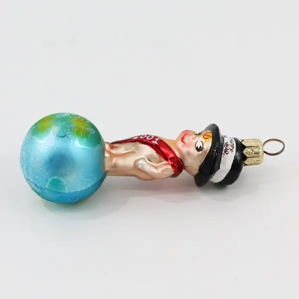  VTG 2001 Christopher Radko Millennium Munchkin Glass Baby New Year on Globe 4"