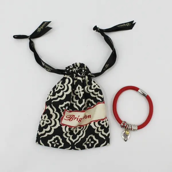 Brighton Red Leather Charm Bracelet 8" Pre-Owned Gift for Sister