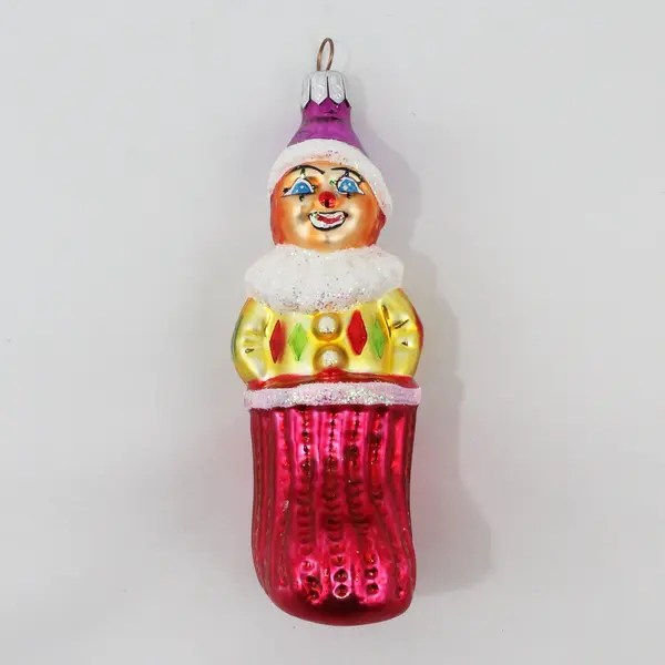 Vintage Christopher Radko Harlequin Stocking 1995 Mouth Blown Glass 4.75" 