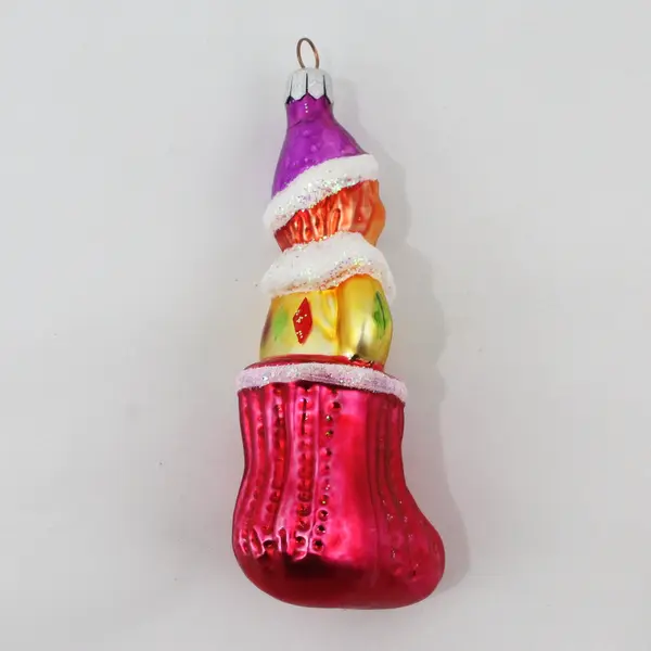 Vintage Christopher Radko Harlequin Stocking 1995 Mouth Blown Glass 4.75" 