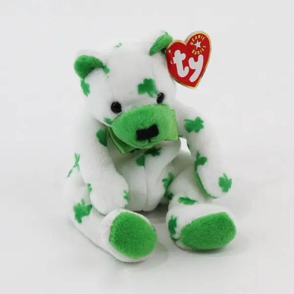 Vintage Ty Beanie Baby Clover the Bear Plush St. Patrick's Day 6 Inch