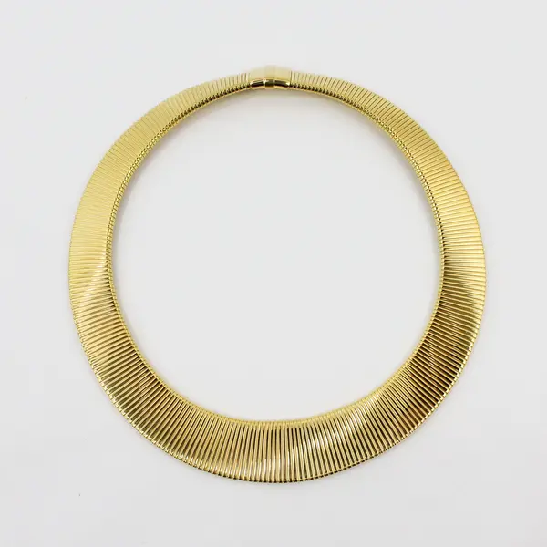 Milor Gold-Tone Bronze Omega Coil Cleopatra Statement Necklace 20 Inch
