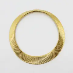 Milor Gold-Tone Bronze Omega Coil Cleopatra Statement Necklace 20 Inch