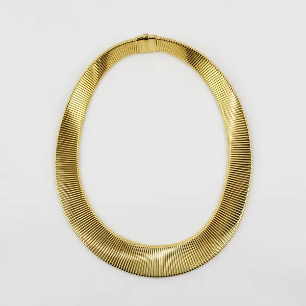 Milor Gold-Tone Bronze Omega Coil Cleopatra Statement Necklace 20 Inch