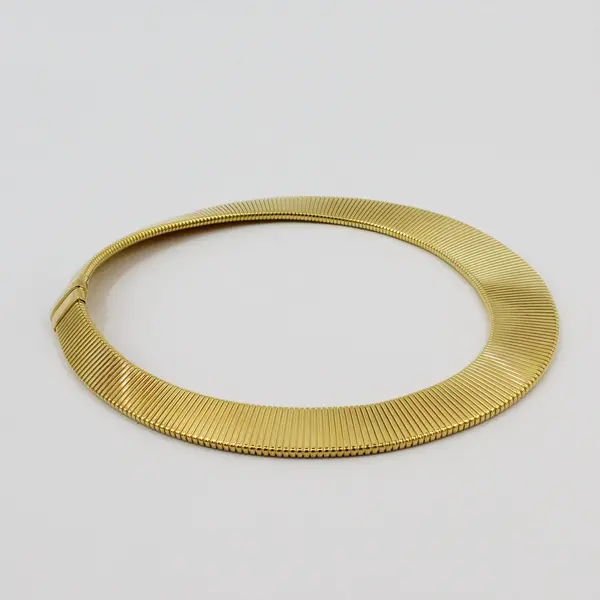 Milor Gold-Tone Bronze Omega Coil Cleopatra Statement Necklace 20 Inch