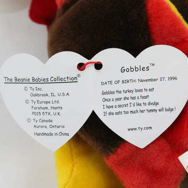 1996 TY Beanie Baby Gobbles the Turkey with Tag Collectible Plush (Ripped Wing)