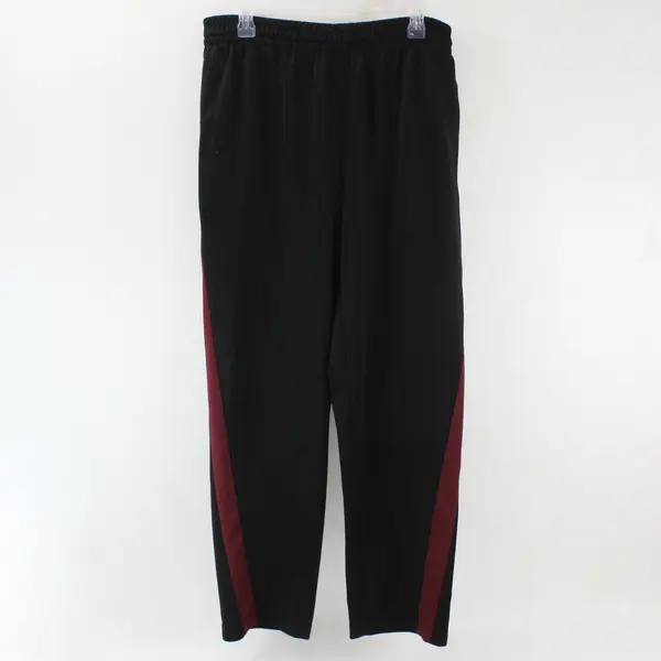 Tek Gear Men's DryTek Athletic Pants Black Burgundy Stripes Straight Leg L