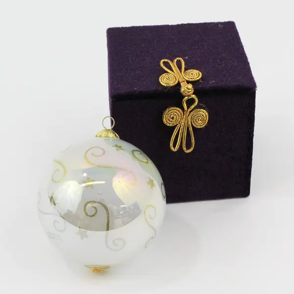 Pier 1 Li Bien Reverse Hand-Painted Glass Angel Christmas Ornament