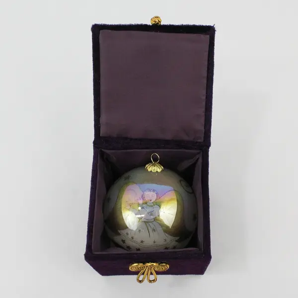 Pier 1 Li Bien Reverse Hand-Painted Glass Angel Christmas Ornament