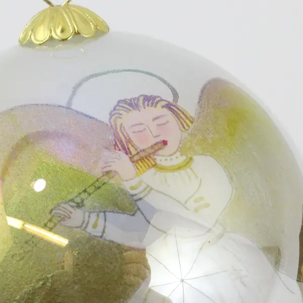 Pier 1 Li Bien Reverse Hand-Painted Glass Angel Christmas Ornament