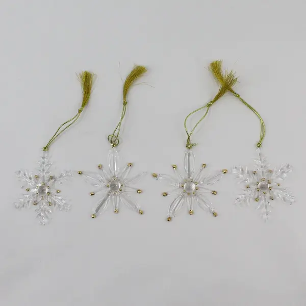 Vintage Lenox Set of 4 Crystal Glass Snowflake Ornaments Original Box 