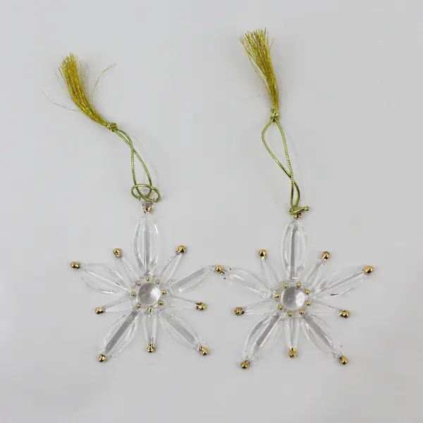 Vintage Lenox Set of 4 Crystal Glass Snowflake Ornaments Original Box 