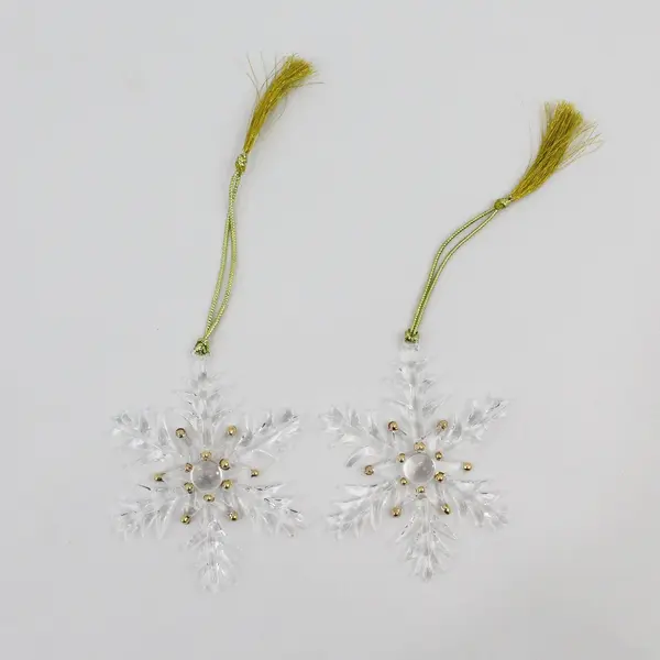 Vintage Lenox Set of 4 Crystal Glass Snowflake Ornaments Original Box 