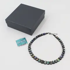 Jay King Black Chalcedony Abalone Beaded Reversible Necklace 925