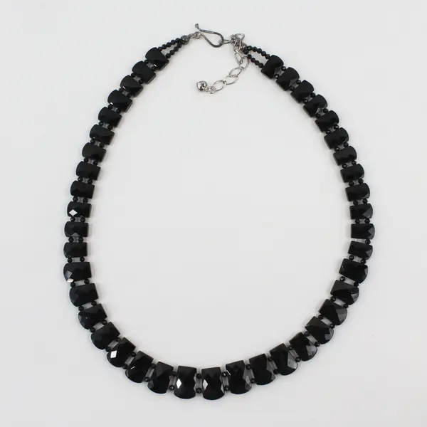 Jay King Black Chalcedony Abalone Beaded Reversible Necklace 925