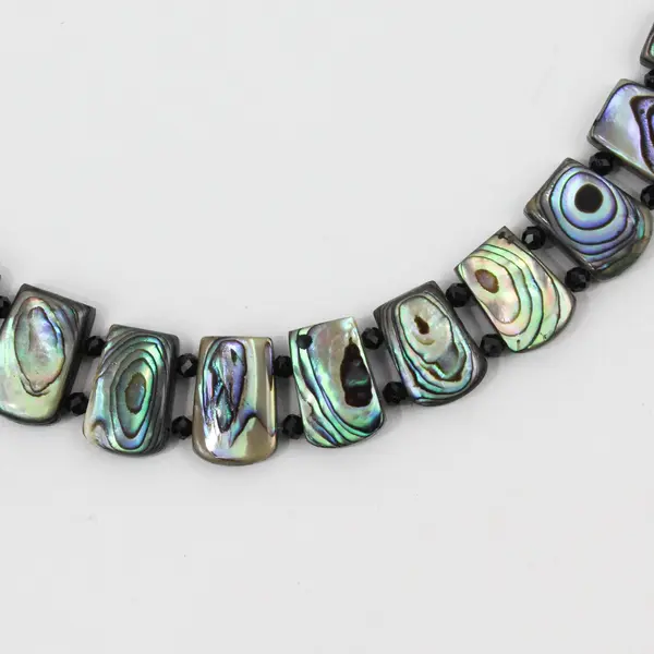 Jay King Black Chalcedony Abalone Beaded Reversible Necklace 925