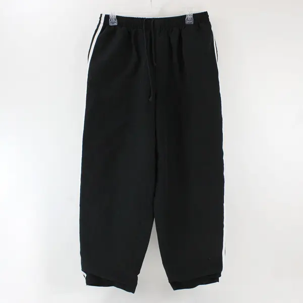 Tek Gear Men's Black Track Pants White Side Stripes Drawstring Size L