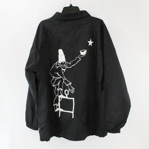 Harriton Men's Black Lined Windbreaker Button Front Graphic Size L