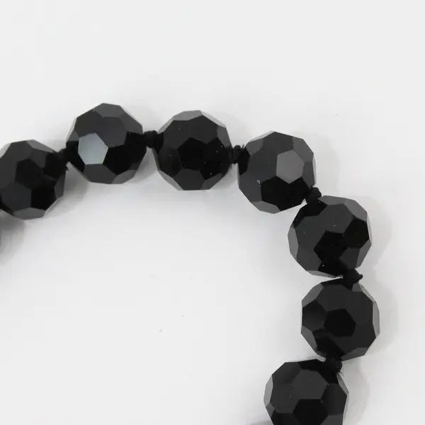 Heidi Daus Black Faceted Stone Beaded Gold-Tone Bracelet 8.5"