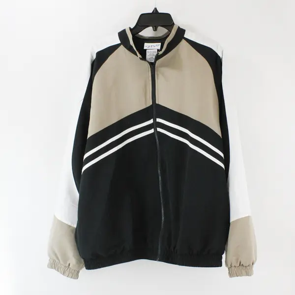 Irvine Park Men's Black White and Beige Zip Up Lined Wind Breaker Size L