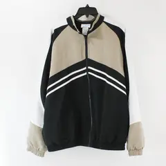 Irvine Park Men's Black White and Beige Zip Up Lined Wind Breaker Size L
