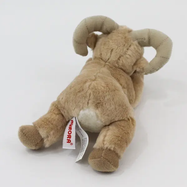 Aurora Big Horn Ram Sheep Tan Plush Stuffed Animal Toy 8"