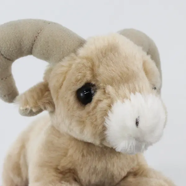 Aurora Big Horn Ram Sheep Tan Plush Stuffed Animal Toy 8"