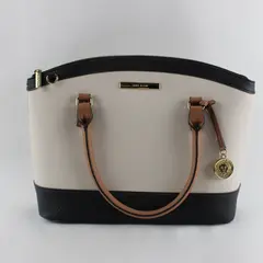 Anne Klein Faux Leather Crossbody Shoulder Bag Black White Brown FLAWED