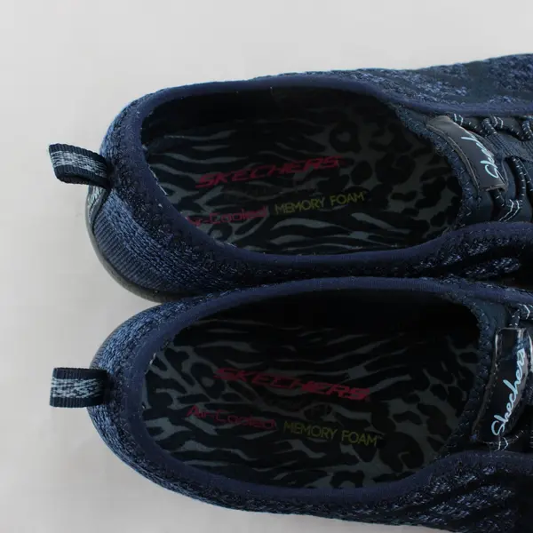 Skechers Breathe Easy Fortune Knit Slip-On Sneakers Navy Women's 8
