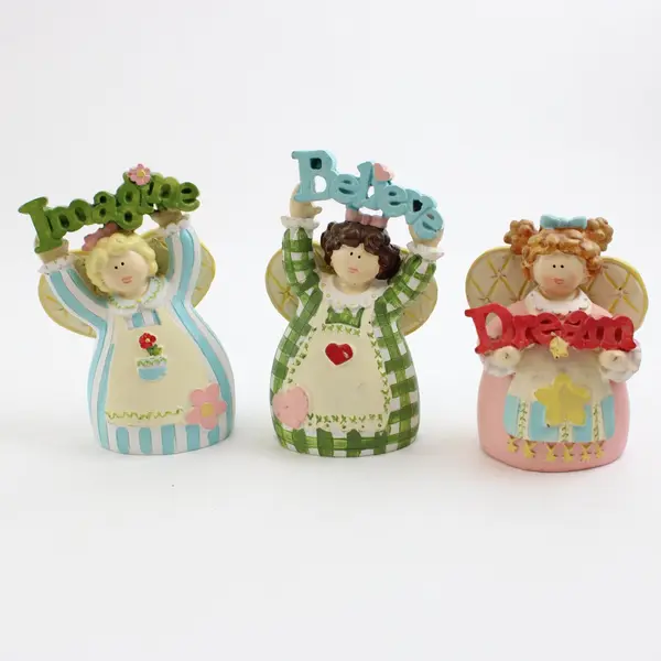 Dream Imagine Believe Angel Figurines Set of 3 Cherub Decor