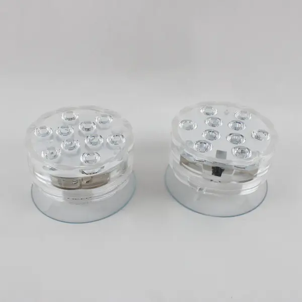 Set of 2 Clear Plastic Submersible LED Lights Suction Cup Aquarium Decor