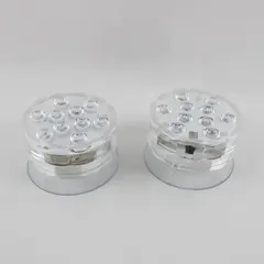 Set of 2 Clear Plastic Submersible LED Lights Suction Cup Aquarium Decor