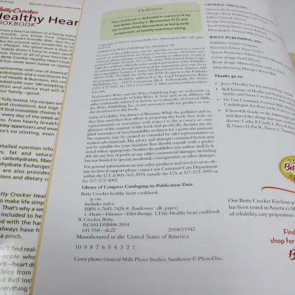 Betty Crocker Healthy Heart Cookbook 140 Recipes Blumenthal and Hermanson
