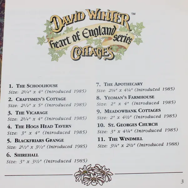 1989 Vintage David Winter Cottages Collectors Pocket Book, John Hine Limited