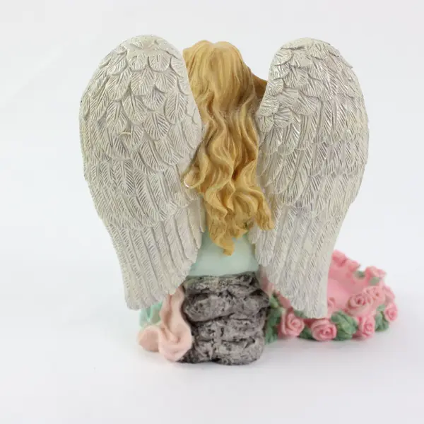Angel Figurine Candle Holder Dove Pink Roses Religious Decor 6 Inch