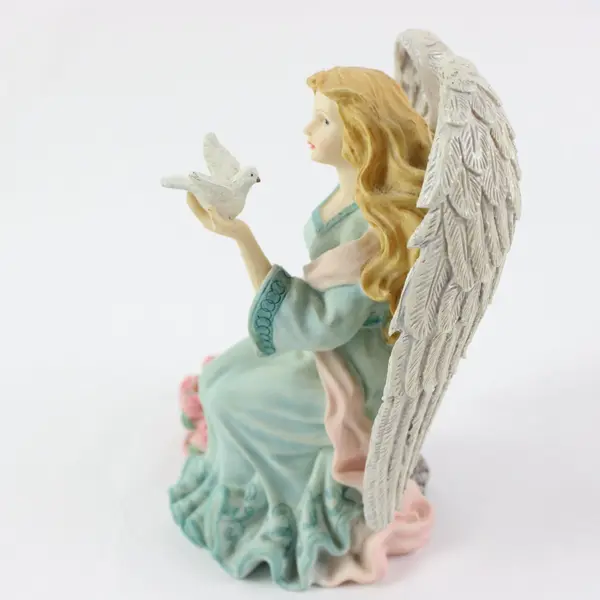 Angel Figurine Candle Holder Dove Pink Roses Religious Decor 6 Inch