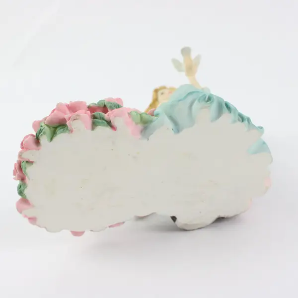 Angel Figurine Candle Holder Dove Pink Roses Religious Decor 6 Inch