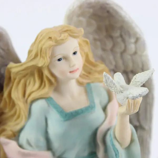 Angel Figurine Candle Holder Dove Pink Roses Religious Decor 6 Inch