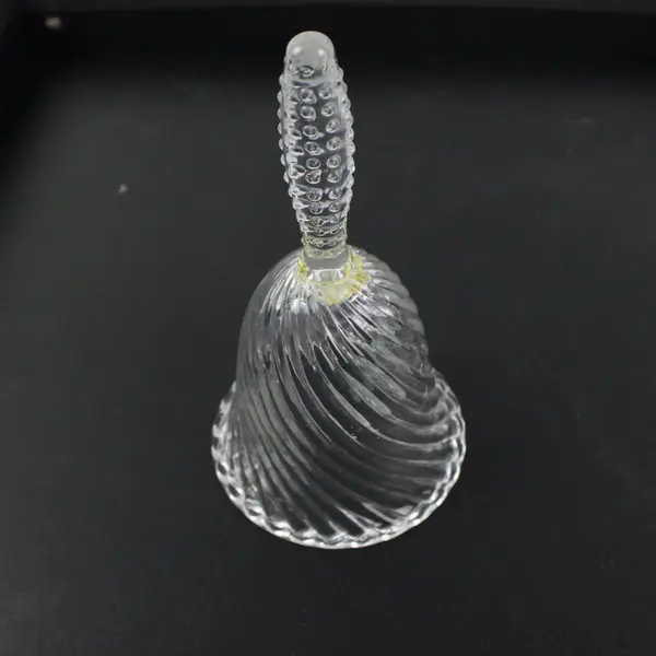 Clear Swirled Glass Decorative Bell 6 Inch Scalloped Edge
