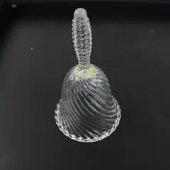 Clear Swirled Glass Decorative Bell 6 Inch Scalloped Edge